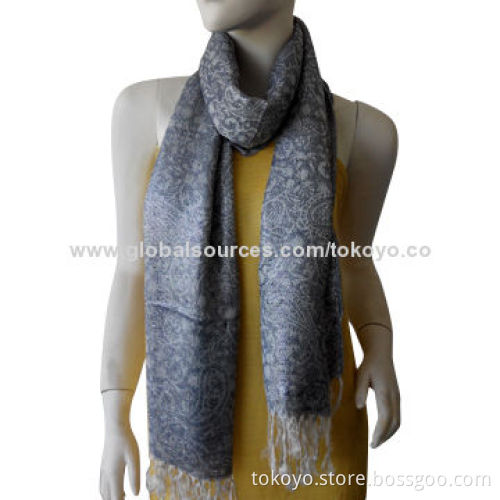 Jacquard scarf with paisley pattern/made of polyester/metallic and viscose/180*70+8cm, good slippage